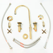 Handmade Unlacquered Brass Widespread Kitchen Faucet – 3-Hole