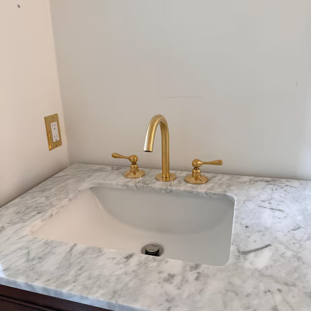Unlacquered Brass Widespread Bathroom Faucet – 4 Handle Styles