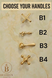 Solid Unlacquered Brass Ceiling-Mounted Shower Set
