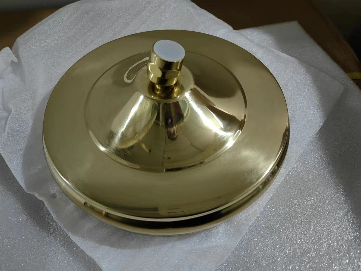 Unlacquered Brass Shower Head with Swivel Connector – detail of swivel connector