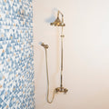 Unlacquered Brass Shower System – Rain Head & Handheld