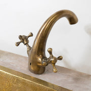 Hammered Unlacquered Brass Vanity Faucet – Single Hole