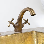 Hammered Unlacquered Brass Vanity Faucet – Single Hole