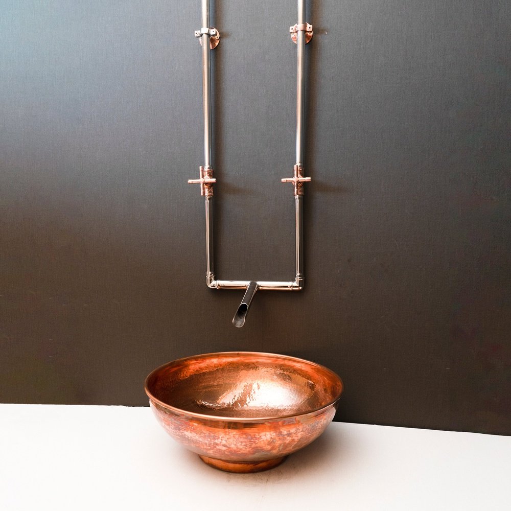 Antique-Style Unlacquered Brass Wall-Mounted Faucet - detail view