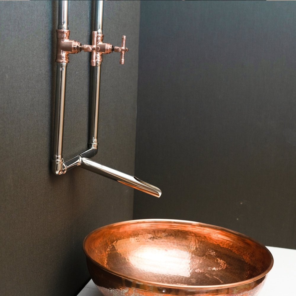 Antique-Style Unlacquered Brass Wall-Mounted Faucet – Cross Handles