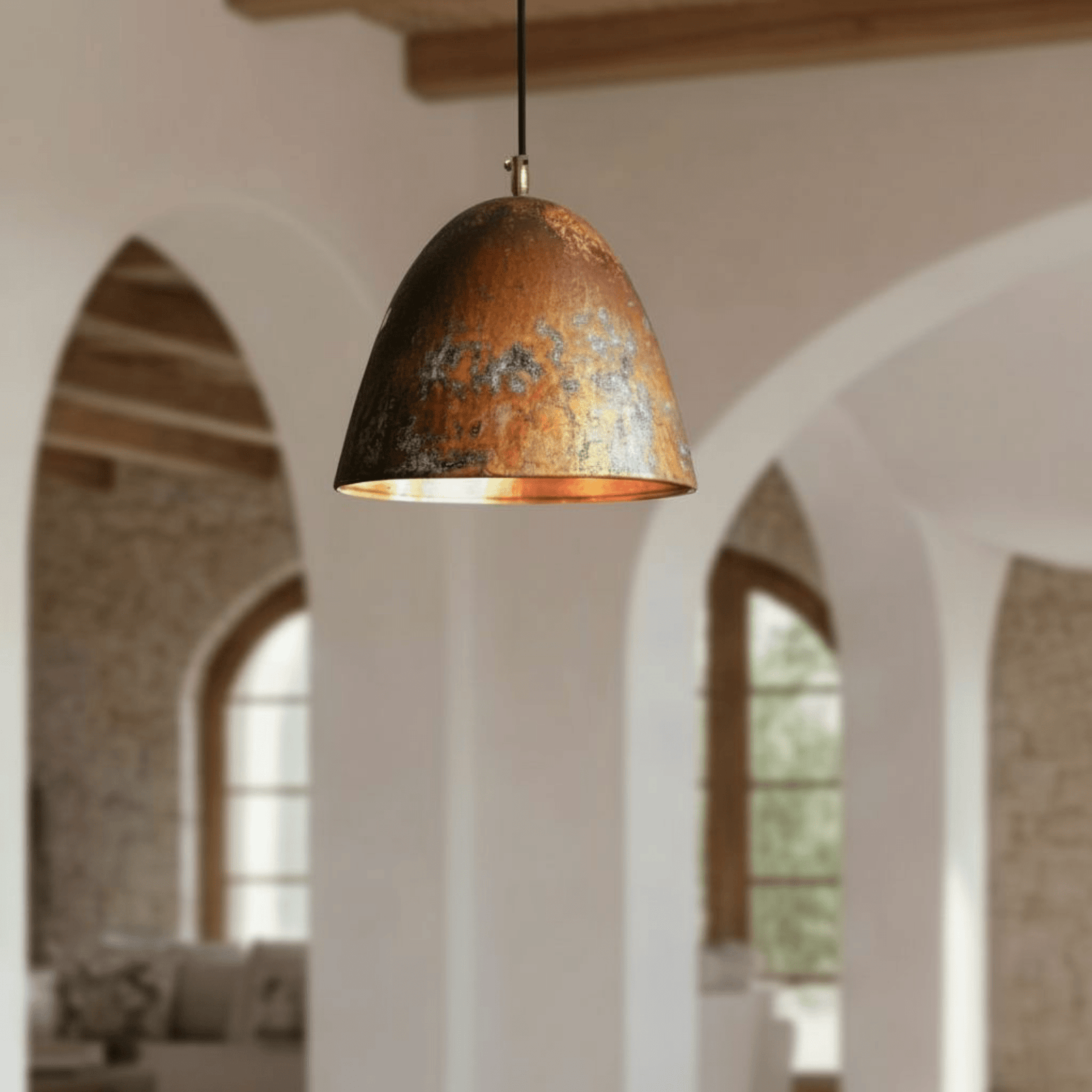 Oxidized Copper Dome Pendant – Warm Kitchen Ceiling Light