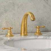 Indiana Widespread Bathroom Faucet with Lever Handles – Unlacquered Brass