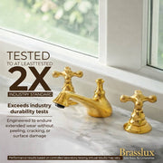Charleston Unlacquered Brass Widespread Faucet | Cross Handles