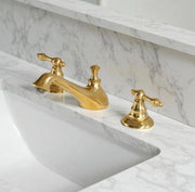 Charleston Unlacquered Brass Widespread Faucet | Lever Handles