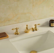 Charleston Unlacquered Brass Widespread Faucet | Lever Handles