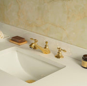 Charleston Unlacquered Brass Widespread Faucet | Lever Handles