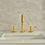 Osaka Widespread Unlacquered Brass Bathroom Faucet – Lever Handles