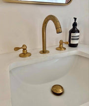 Osaka Widespread Unlacquered Brass Bathroom Faucet – Lever Handles
