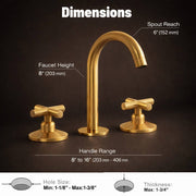Osaka Widespread Unlacquered Brass Bathroom Faucet – Classic X Handles