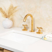 Osaka Widespread Unlacquered Brass Bathroom Faucet – Classic X Handles