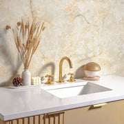 Osaka Widespread Unlacquered Brass Bathroom Faucet – Classic X Handles