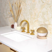 Osaka Widespread Unlacquered Brass Bathroom Faucet – Classic X Handles