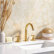 Osaka Widespread Unlacquered Brass Bathroom Faucet – Classic X Handles