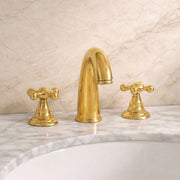 Indiana Unlacquered Brass Widespread Bathroom Faucet – Cross Handles