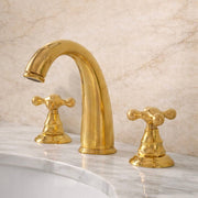 Indiana Unlacquered Brass Widespread Bathroom Faucet – Cross Handles