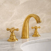 Indiana Unlacquered Brass Widespread Bathroom Faucet – Cross Handles