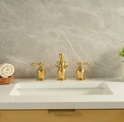 Orinda Unlacquered Brass Widespread Bathroom Faucet – Lever Handles