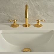 Osaka Widespread Unlacquered Brass Bathroom Faucet – Cross Handles