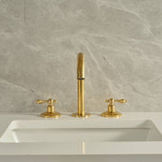 Osaka Widespread Unlacquered Brass Bathroom Faucet – Cross Handles