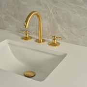 Osaka Widespread Unlacquered Brass Bathroom Faucet – Cross Handles