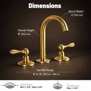 Osaka Widespread Unlacquered Brass Bathroom Faucet – Cross Handles