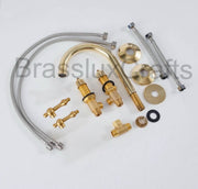 Osaka Widespread Unlacquered Brass Bathroom Faucet – Cross Handles