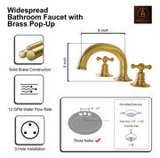 Gooseneck Widespread Unlacquered Brass Bathroom Faucet – High-Pressure, Lever Handles