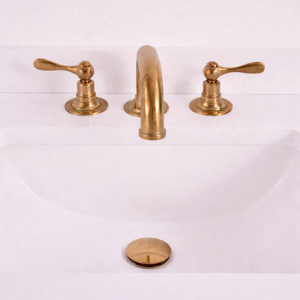 Gooseneck widespread bathroom faucet – angled view