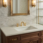 Gooseneck Widespread Unlacquered Brass Bathroom Faucet – High-Pressure Cross Handles