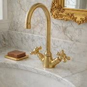 Monaco Unlacquered Brass Single-Hole Faucet | Cross Handles