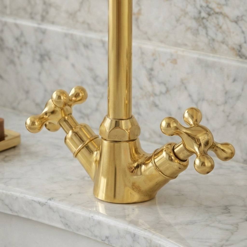 Monaco single-hole faucet with cross handles – angled view