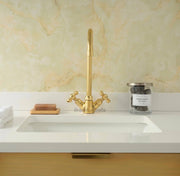 Monaco Unlacquered Brass Single-Hole Faucet | Cross Handles