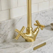 Monaco Unlacquered Brass Single-Hole Faucet | Soft Cross Handles
