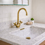 Monaco Unlacquered Brass Single-Hole Faucet | Soft Cross Handles