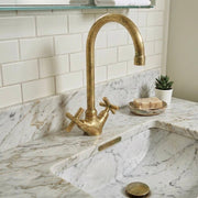 Monaco Unlacquered Brass Single-Hole Faucet | Soft Cross Handles