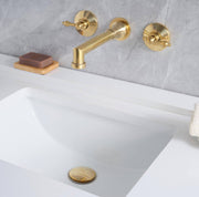 Avila Unlacquered Brass Wall-Mount Bathroom Faucet – Lever Handles
