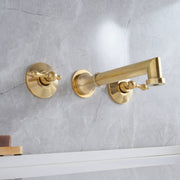 Avila Unlacquered Brass Wall-Mount Bathroom Faucet – Lever Handles