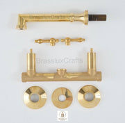Avila Unlacquered Brass Wall-Mount Bathroom Faucet – Lever Handles