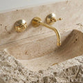 Wichita Unlacquered Brass Wall-Mount Bathroom Faucet – Lever Handles