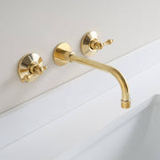 Wichita Unlacquered Brass Wall-Mount Bathroom Faucet – Lever Handles