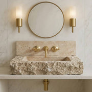Wichita Unlacquered Brass Wall-Mount Bathroom Faucet – Lever Handles