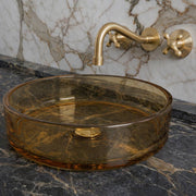 Verona Unlacquered Brass Wall-Mount Bathroom Faucet – Cross Handles
