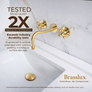 Verona Unlacquered Brass Wall-Mount Bathroom Faucet – Cross Handles