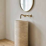 Verona Unlacquered Brass Wall-Mount Bathroom Faucet – Lever Handles