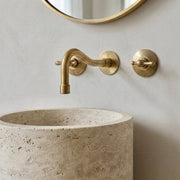 Verona Unlacquered Brass Wall-Mount Bathroom Faucet – Lever Handles